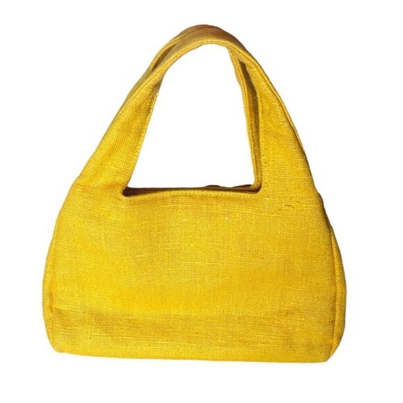 Vintage Paolo Massi Mustard Yellow Leather Floral Handbag - Picture 2 of 4